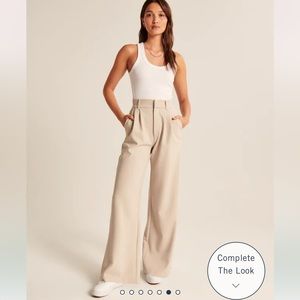 A&F Sloane Tailored Pant Beige Medium